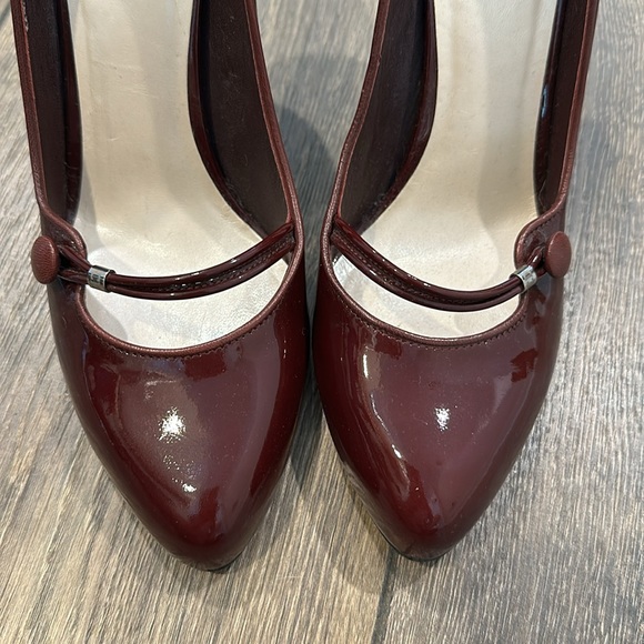 Christian Dior Authentic Cherry Red Burgundy Botton Mary Jane Heels Size 38.5 - Picture 6 of 6